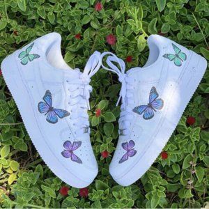 Nike Air Force 1 Low Purple Blue Green Butterfly Custom Shoes All Sizes
